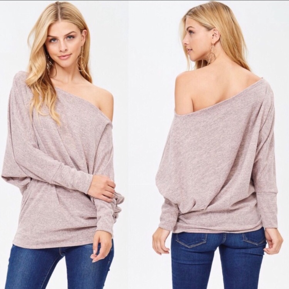 Dolman Sleeve Off Shoulder Top - Picture 2 of 6